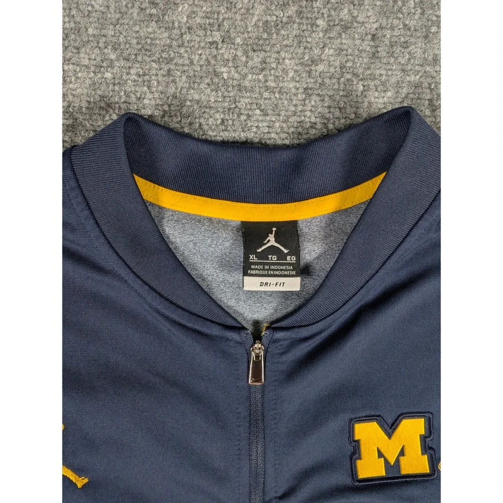 Michigan Wolverines‎ Jordan 1/4 Zip Pullover Mens XL Navy Blue Gray 34451X-MC1